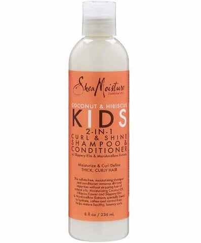 SHEA MOISTURE COCONUT AND HIBISCUS KIDS 2 IN 1 CURL AND SHINE SHAMPOO AND CONDITIONER 236ML