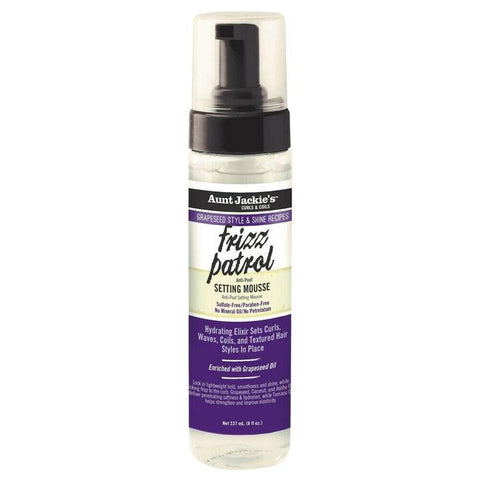 AUNT JACKIE'S FRIZZ GRAPESEED STYLE & SHINE PATROL ANTI-POOF SETTING MOUSSE 8.5OZ / 244ML