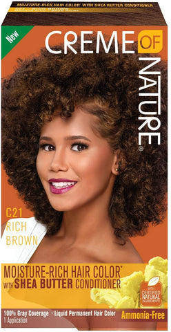 CREME OF NATURE - SHEA BUTTER LIQUID HAIR COLOR C21 RICH BROWN 1 KIT