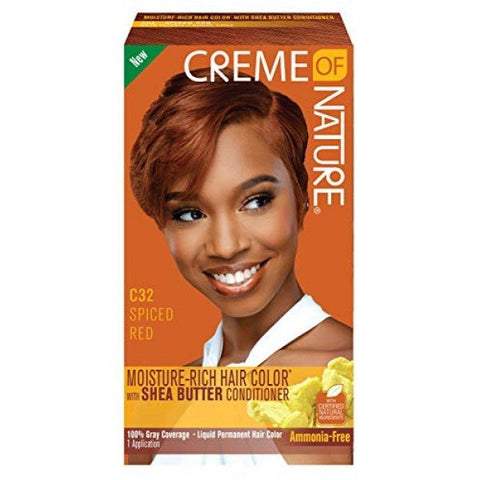 CREME OF NATURE - SHEA BUTTER LIQUID HAIR COLOR C32 SPICED RED 1 KIT