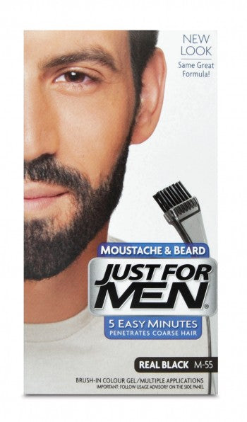 JUST FOR MEN - M55 MOUSTACHE COLOUR NATURAL REAL BLACK KIT – BLM HAIR AND  BEAUTY