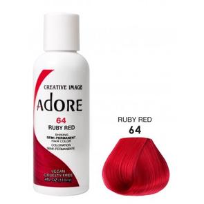 ADORE: SEMI PERMANENT HAIR COLOR DYE –RUBY RED 64 118ML